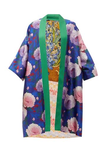 Matchesfashion.com Rianna + Nina - Vintage Reversible Floral-print Silk Robe Coat - Womens - Multi