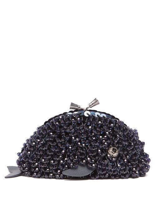 Anya Hindmarch - Whale Maude Beaded Clutch Bag - Womens - Navy