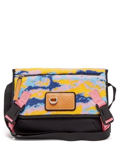 Matchesfashion.com Eye/loewe/nature - Anagram Fleece And Canvas Messenger Bag - Mens - Multi