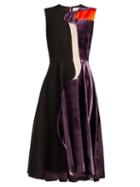 Matchesfashion.com Roksanda - Abstract Velvet Panel Cady Dress - Womens - Black Multi