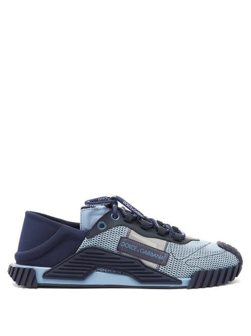 Matchesfashion.com Dolce & Gabbana - Ns1 Mesh And Rubberised-leather Trainers - Mens - Blue Multi