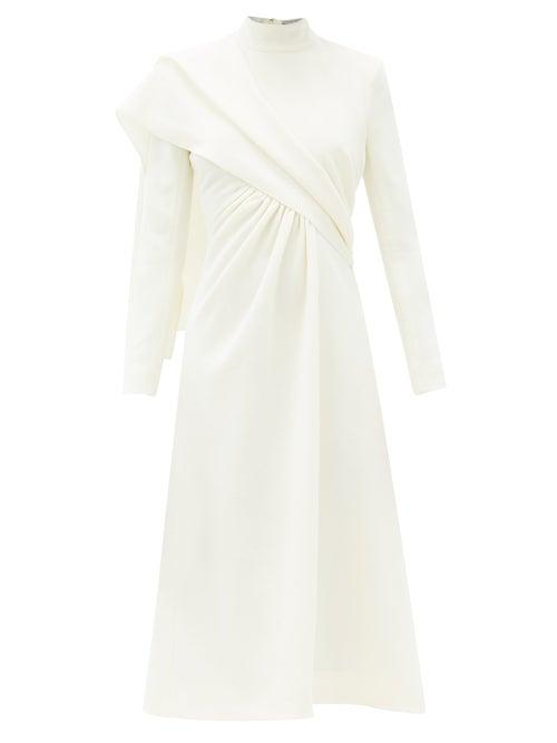 Matchesfashion.com Emilia Wickstead - Edris Draped High-neck Crepe Dress - Womens - Ivory