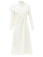 Matchesfashion.com Emilia Wickstead - Edris Draped High-neck Crepe Dress - Womens - Ivory