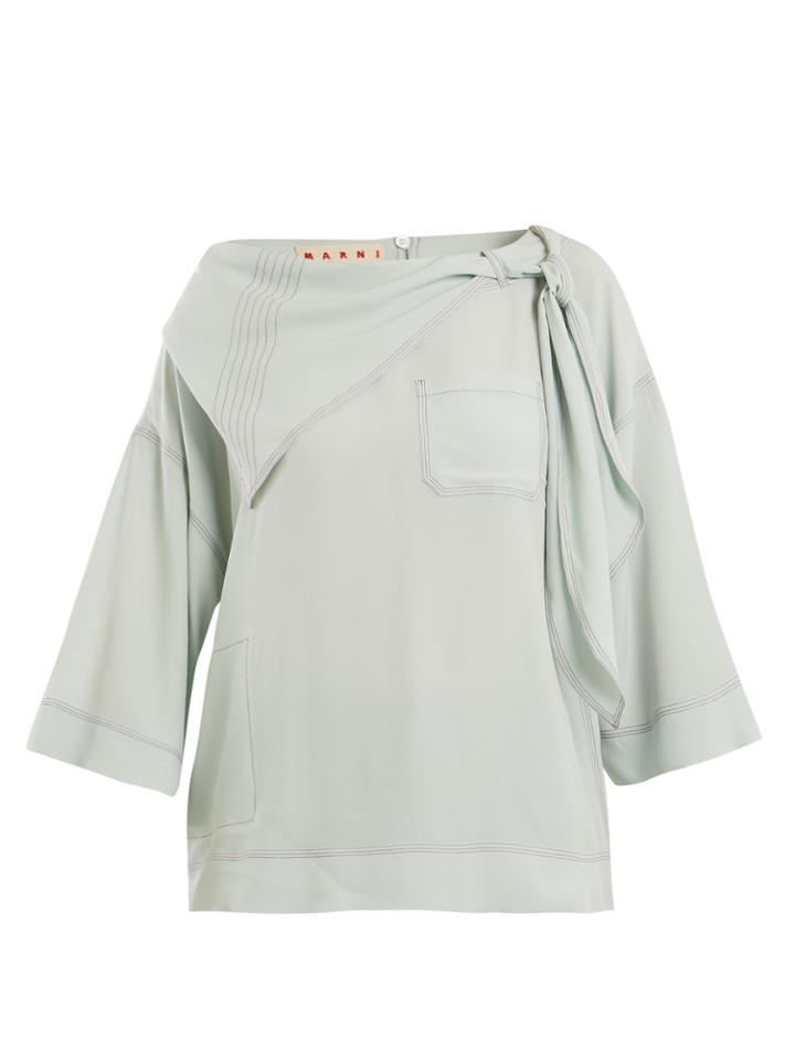 Marni Neck-tie Draped Crepe Blouse