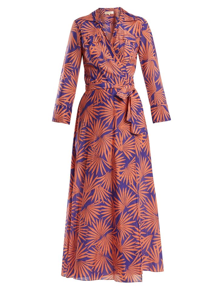 Diane Von Furstenberg Graphic-print Cotton-blend Wrap Midi Dress