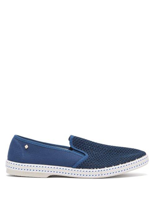 Matchesfashion.com Rivieras - Classic Slip On Canvas Loafers - Mens - Light Blue