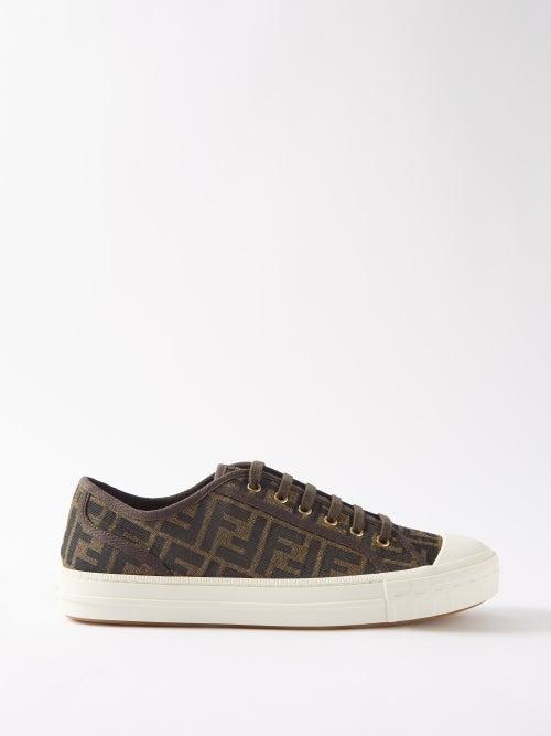 Fendi - Logo-jacquard Canvas Trainers - Mens - Dark Brown