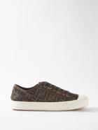 Fendi - Logo-jacquard Canvas Trainers - Mens - Dark Brown