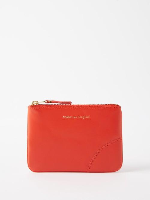 Comme Des Garons Wallet - Zipped Leather Pouch - Mens - Orange