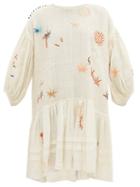 Matchesfashion.com Story Mfg. - Verity Embroidered Organic Linen And Cotton Dress - Womens - White Multi