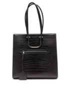 Ladies Bags Alexander Mcqueen - The Tall Story Crocodile-effect Leather Tote Bag - Womens - Black