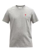 Mens Rtw Ami - Ami De Caur-logo Organic-cotton Jersey T-shirt - Mens - Grey
