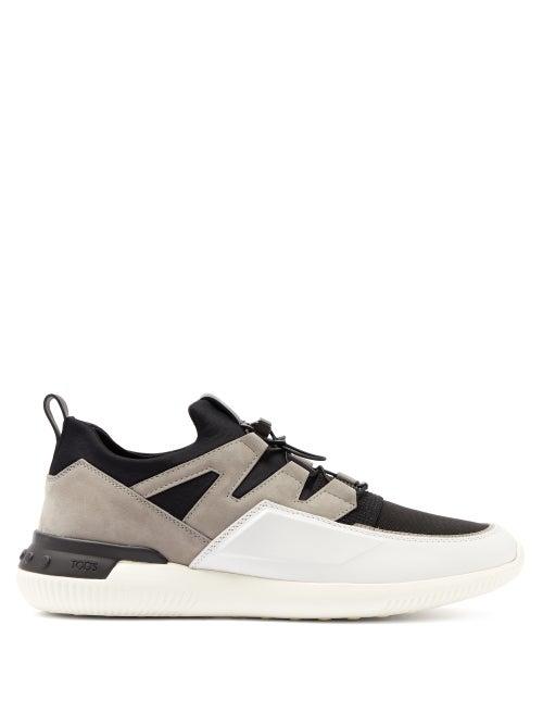 Matchesfashion.com Tod's - Nubuck Panelled Drawstring Technical Trainers - Mens - White Multi