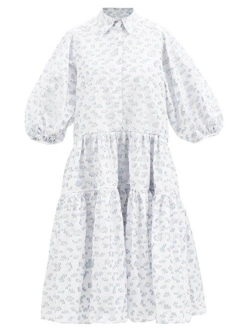 Cecilie Bahnsen - Tilde Floral Fil Coup Tiered Dress - Womens - Grey