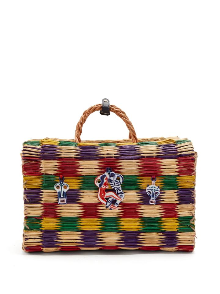 Heimat Atlantica Love Porcelain-embellished Large Woven-wicker Bag