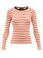 La Fetiche - Jackie Raye Striped Rib-knitted Cotton Sweater - Womens - Red White