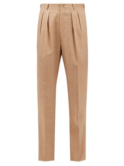 Giuliva Heritage Collection - Umberto Pleated Linen-blend Twill Trousers - Mens - Beige