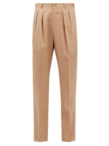 Giuliva Heritage Collection - Umberto Pleated Linen-blend Twill Trousers - Mens - Beige