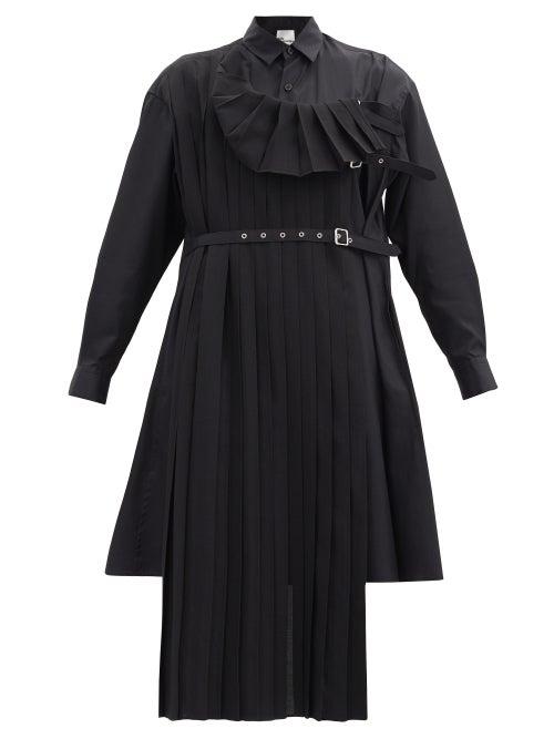 Matchesfashion.com Noir Kei Ninomiya - Buckled-pinafore Cotton-poplin Tunic Shirt - Womens - Black