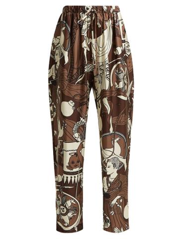 Edward Crutchley Printed Silk Wide-leg Trousers
