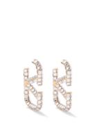 Valentino Garavani - Crystal-embellished V-logo Hoop Earrings - Womens - Crystal