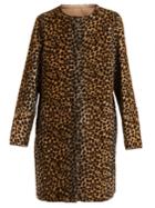 Yves Salomon Reversible Collarless Animal-print Shearling Coat