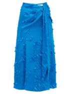 Matchesfashion.com Peter Pilotto - Fil Coup Satin Jacquard Midi Skirt - Womens - Blue