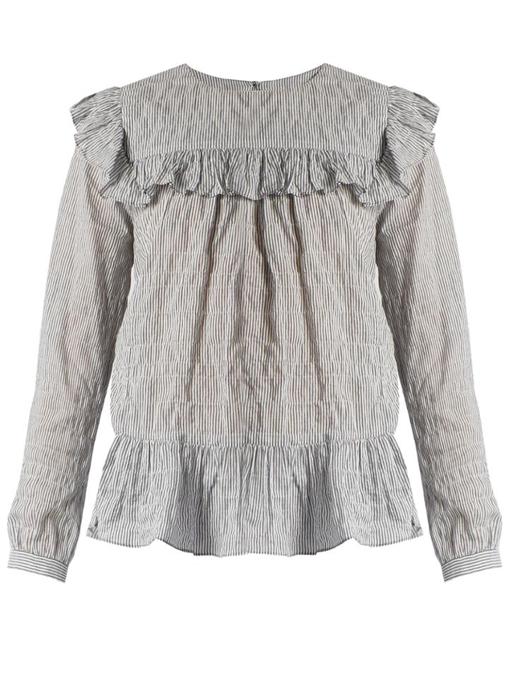 Masscob Mali Ruffle-trimmed Striped Cotton Top