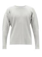 Matchesfashion.com Homme Pliss Issey Miyake - Technical-pleated Long-sleeve T-shirt - Mens - Light Grey