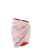Matchesfashion.com Alexandre Vauthier - Asymmetric Velvet Mini Skirt - Womens - Pink