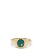 Yvonne Lon - Diamond, Malachite & 9kt Gold Signet Ring - Womens - Green Gold