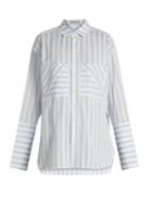 Palmer/harding Double-cuff Striped Cotton-blend Shirt