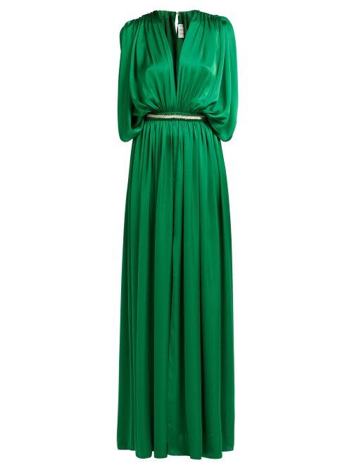 Matchesfashion.com Maison Rabih Kayrouz - Draped Charmeuse Gown - Womens - Green