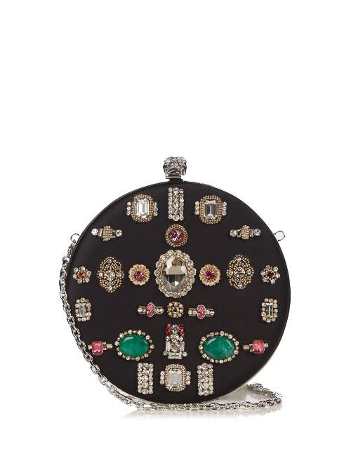 Alexander Mcqueen Crystal-embellished Satin Box Clutch