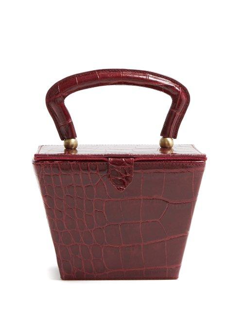 Matchesfashion.com Staud - Sadie Mini Crocodile Effect Leather Box Bag - Womens - Burgundy