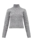 Matchesfashion.com Tibi - Zip Through High Neck Ribbed Sweater - Womens - Grey