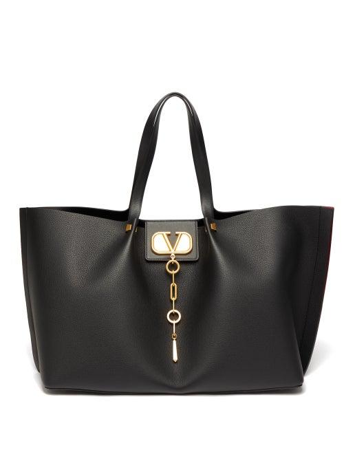 Matchesfashion.com Valentino - Go Logo Escape Large Leather Tote Bag - Womens - Black