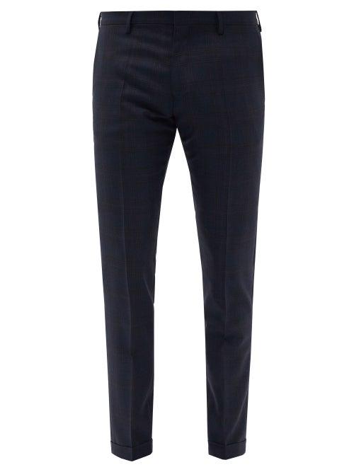 Paul Smith - Check Wool Suit Trousers - Mens - Navy