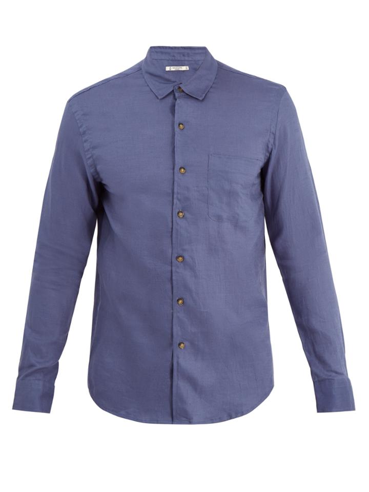 Retromarine Point-collar Single-cuff Linen Shirt