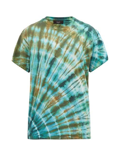 Matchesfashion.com Amiri - Distressed Tie Dyed Cotton T Shirt - Mens - Green