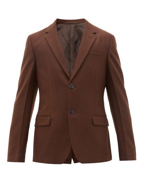 Matchesfashion.com Prada - Single Breasted Virgin Wool Blazer - Mens - Brown