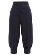Matchesfashion.com Jw Anderson - Cotton-twill Tapered-leg Trousers - Womens - Navy