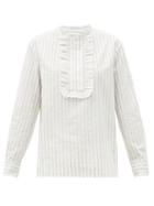 Matchesfashion.com A.p.c. - Madeline Ruffled-bib Striped Cotton Shirt - Womens - White Multi
