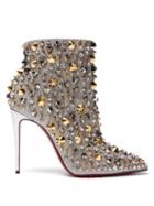 Matchesfashion.com Christian Louboutin - So Full Kate 100 Stud Embellished Ankle Boots - Womens - Silver Gold