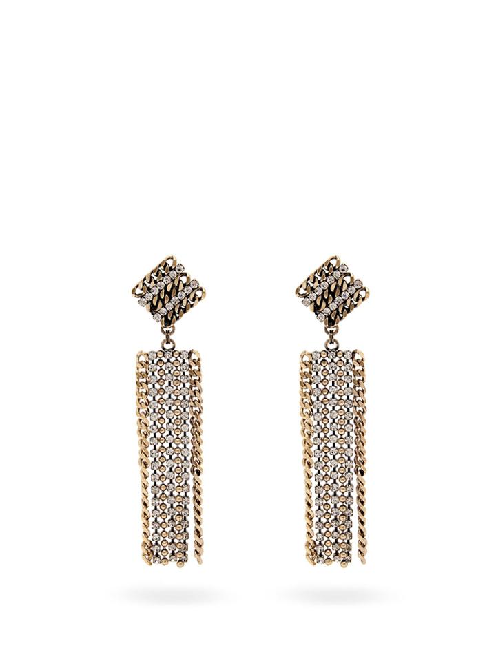 Alessandra Rich Crystal-embellished Chain Drop Earrings
