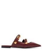 Matchesfashion.com Valentino Garavani - Roman Stud Two-strap Leather Mules - Womens - Burgundy