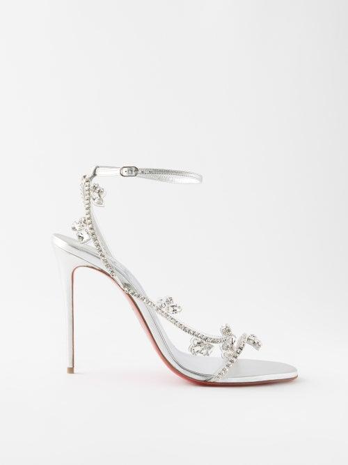 Christian Louboutin - Joli Queen 100 Metallic-leather And Pvc Sandals - Womens - Silver