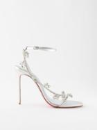 Christian Louboutin - Joli Queen 100 Metallic-leather And Pvc Sandals - Womens - Silver