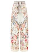 Camilla - London Belted Floral-print Silk-crepe Trousers - Womens - Ivory Multi