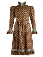 Matchesfashion.com Batsheva - Floral Print Cotton Prairie Dress - Womens - Brown Multi